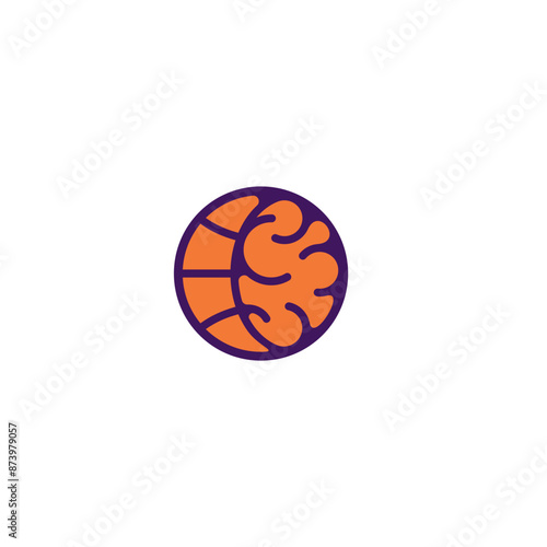 basketball or ball and brain logo concept vector icon