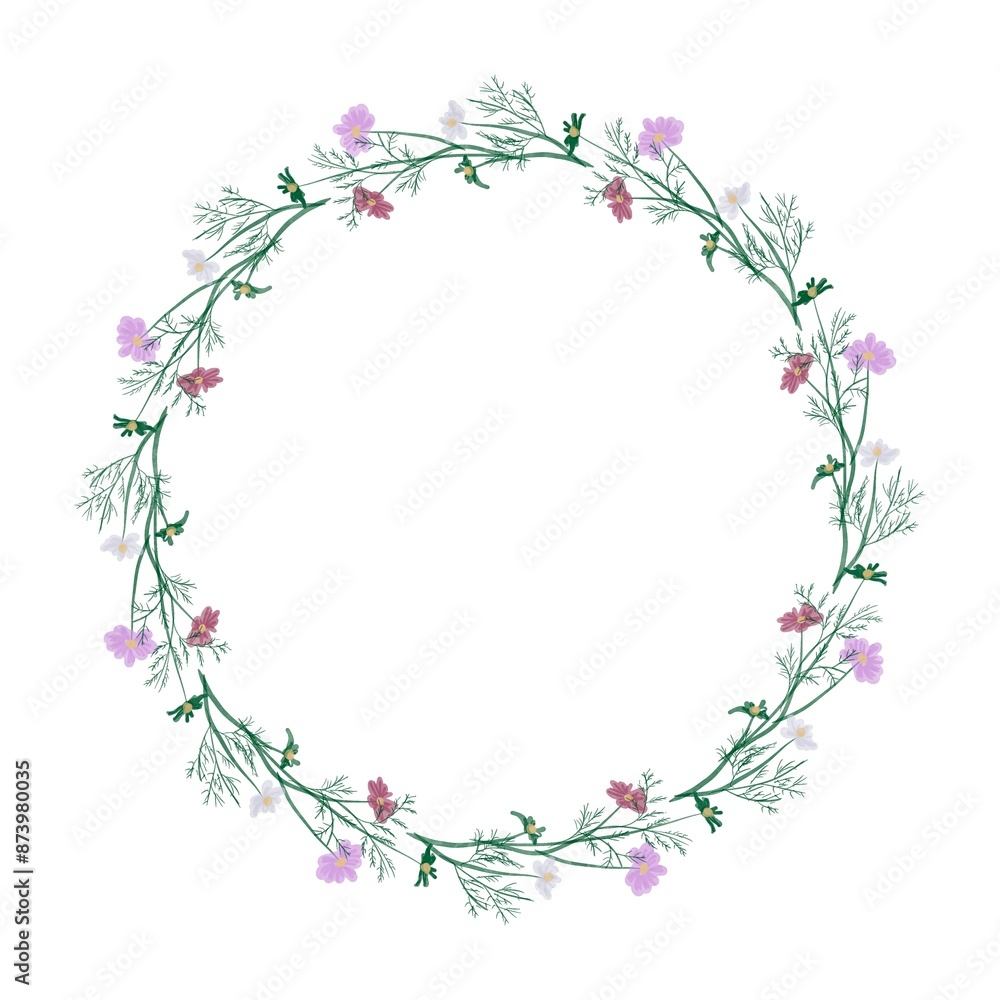 cosmos frame and birder flower illustration circle for design needs cosmos frame and birder flower illustration circle for design needs