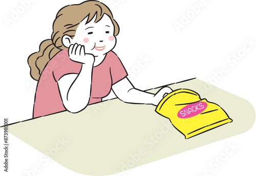 ダラダラして間食している女性 4C