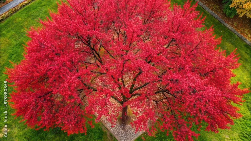 Close-up image of a vibrant red cherry tree from above , cherry, tree, red, fruit, fresh, lush, nature, vibrant, close-up Close-up image of a vibrant red cherry tree from above , cherry, tree, red, fruit, fresh, lush, nature, vibrant, close-up