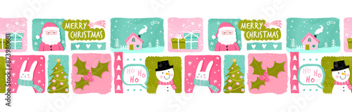 Lovely christmas seamless pattern, cute characters and decoration, great for wrapping paper, textiles, banners, wallpapers - vector design