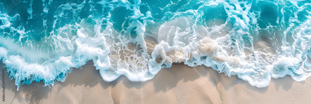 abstract white sand beach with transparent water wave from above, background concept banner for summer vacation holidays with space for text or product presentation abstract white sand beach with transparent water wave from above, background concept banner for summer vacation holidays with space for text or product presentation