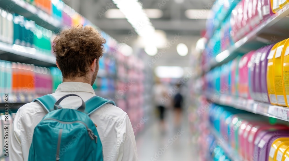 Excited students shopping for back-to-school supplies, vibrant atmosphere, colorful backpacks, stationery aisles, new semester preparations, happy faces Excited students shopping for back-to-school supplies, vibrant atmosphere, colorful backpacks, stationery aisles, new semester preparations, happy faces