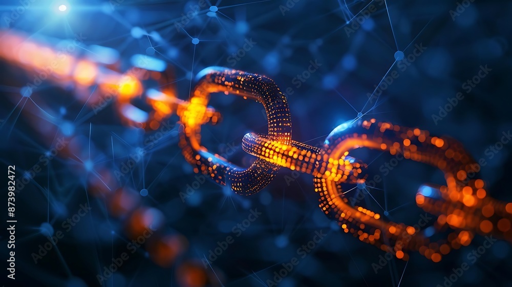 Fototapeta premium abstract connection background with linked chains and network nodes