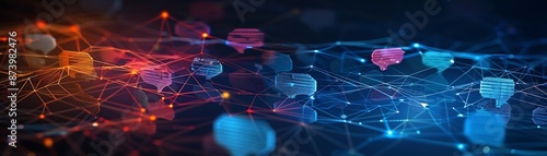 abstract communication background with speech bubbles and network connections