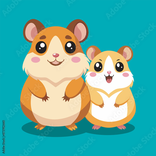 Simple Color Cute Hamster Vector Illustration.