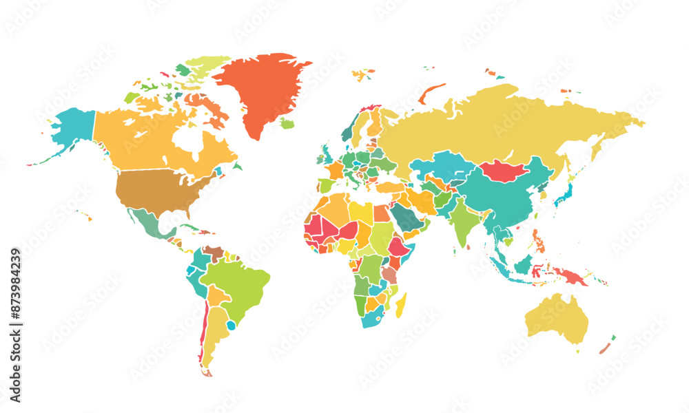 Fototapeta premium World map isolated .modern colorful style. for website layouts, background, education, precise, customizable, Travel worldwide, map silhouette backdrop, earth geography, political, reports. 