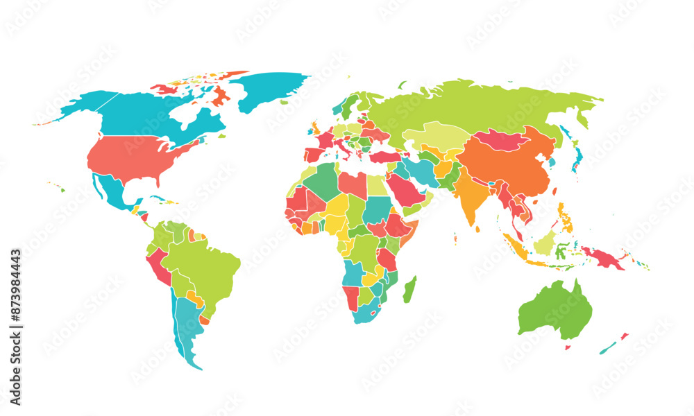 Obraz premium World map isolated .modern colorful style. for website layouts, background, education, precise, customizable, Travel worldwide, map silhouette backdrop, earth geography, political, reports. 