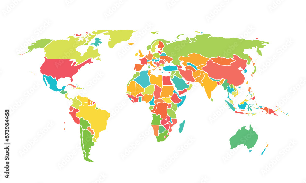 Obraz premium World map isolated .modern colorful style. for website layouts, background, education, precise, customizable, Travel worldwide, map silhouette backdrop, earth geography, political, reports. 