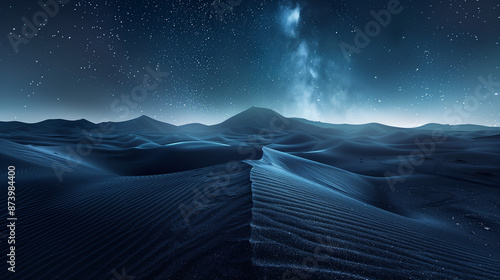 A serene desert landscape at night, with desert sands under a starry sky, desert background, night sky