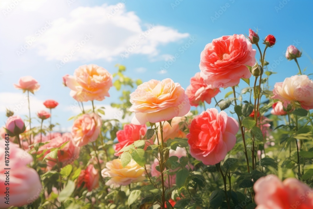 Fototapeta premium Rose sky outdoors blossom.