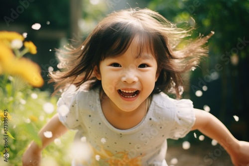 Little asian girl smile child happy.