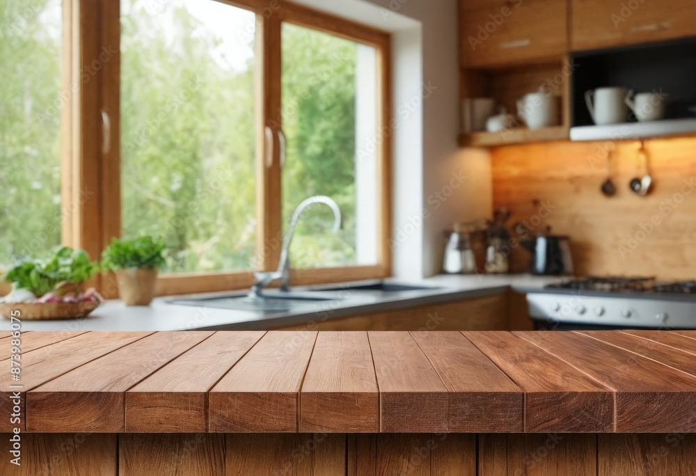 Wooden board empty table in front of blurred background Mockup restaurants, Kitchen, sea beach, Nature Wooden board empty table in front of blurred background Mockup restaurants, Kitchen, sea beach, Nature