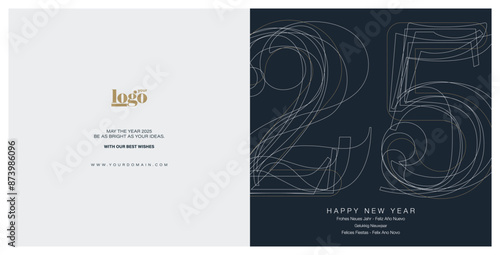 2025 logo and premium wish card with hand writing style. Happy new Year.