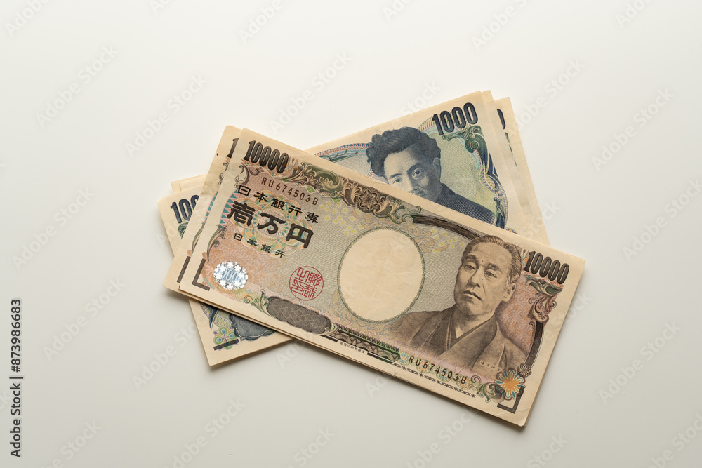 Japanese Yen banknote on white background Japanese Yen banknote on white background