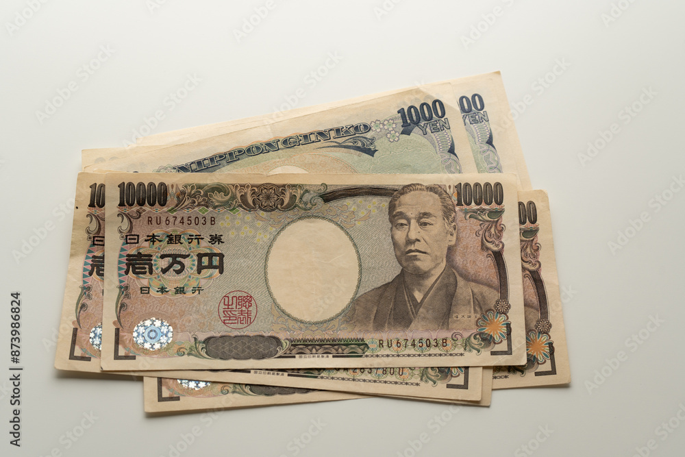 Japanese Yen banknote on white background Japanese Yen banknote on white background