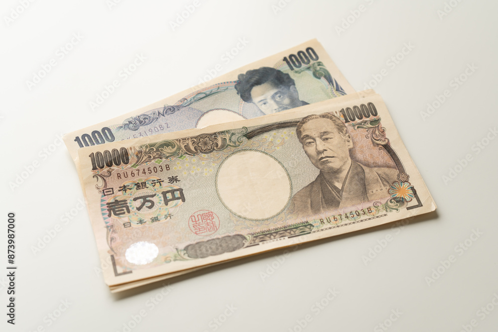 Japanese Yen banknote on white background Japanese Yen banknote on white background