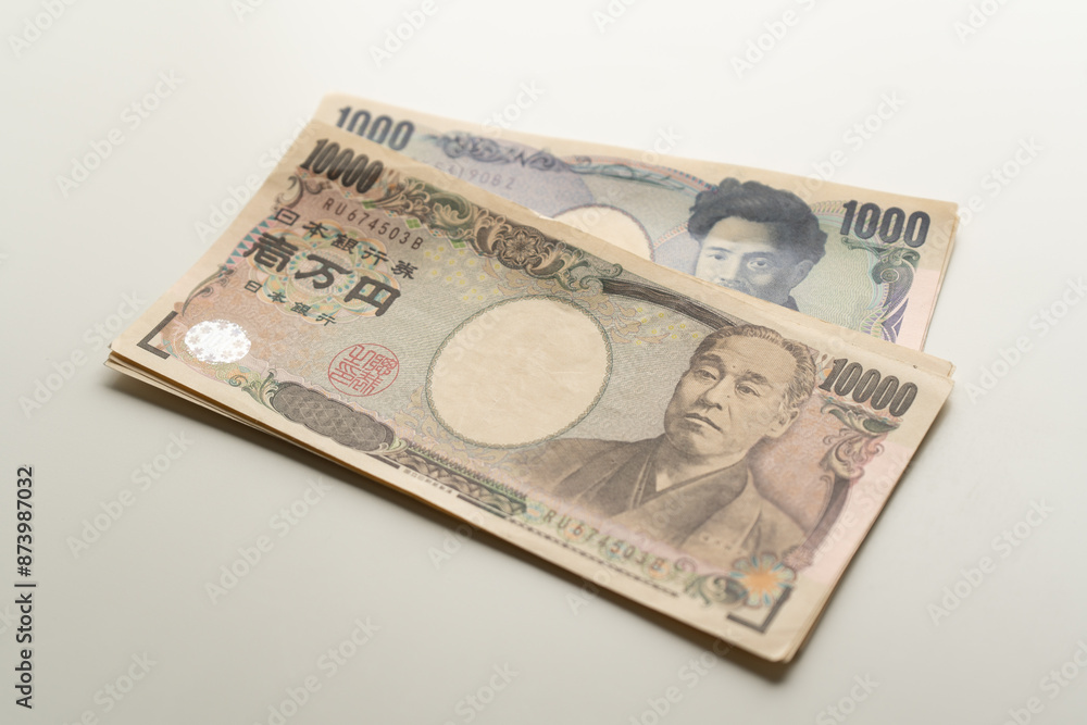 Japanese Yen banknote on white background Japanese Yen banknote on white background