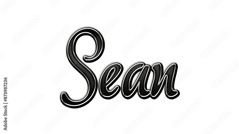 black metal 3d design of name Sean on white background. black metal 3d design of name Sean on white background.