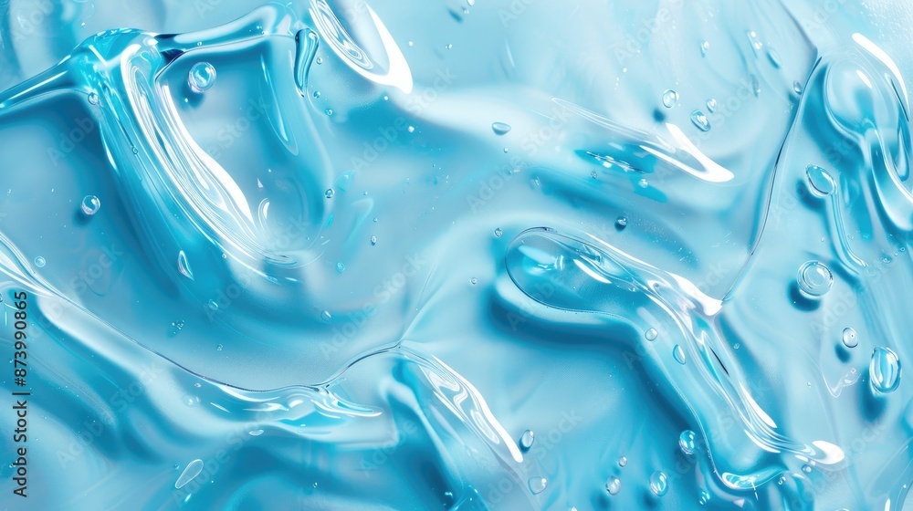 Close up of hydrating cosmetic gel Blue droplets for skin moisture With empty space Close up of hydrating cosmetic gel Blue droplets for skin moisture With empty space