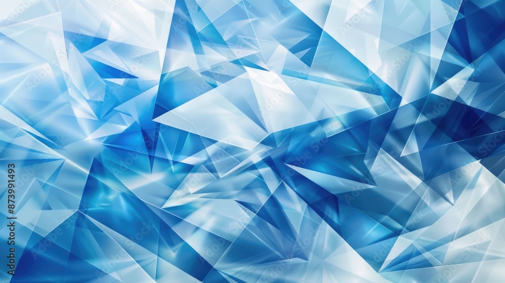 Blue Geometric Shapes. Abstract Composition of Dynamic and Angular Blue Shapes