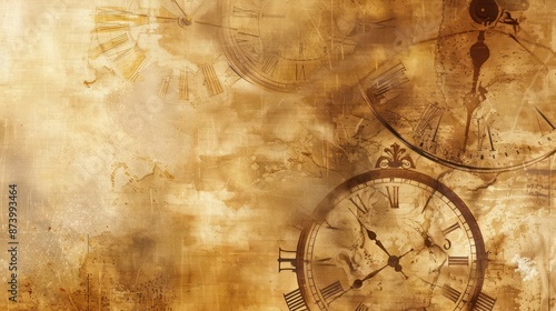 Fototapeta Naklejka Na Ścianę i Meble -  Vintage Clock Faces on Distressed Background