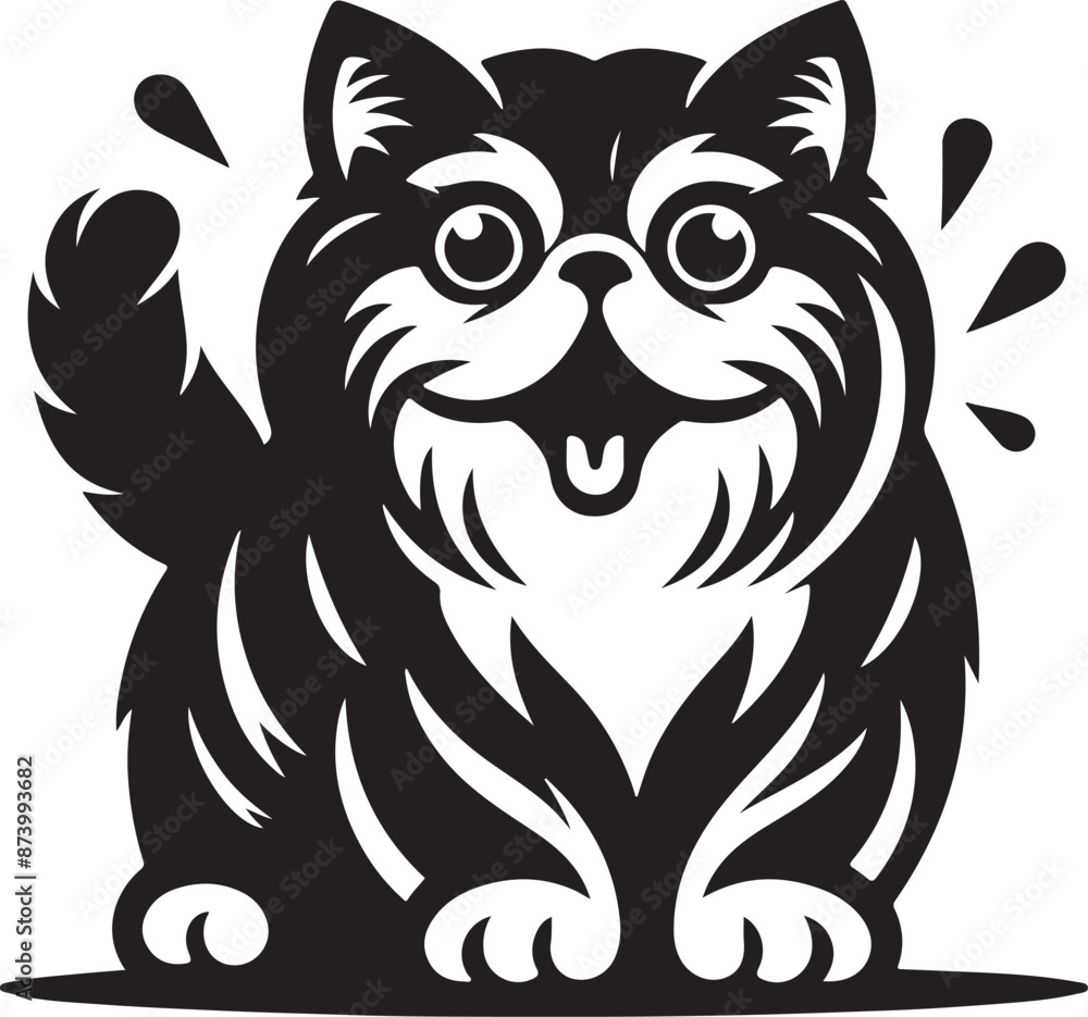 Obraz premium Cat Silhouette Vector Illustration. International Cat Day Silhouette Vector.