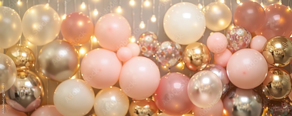 Celebration with Pink, Gold, and White Balloons Celebration with Pink, Gold, and White Balloons