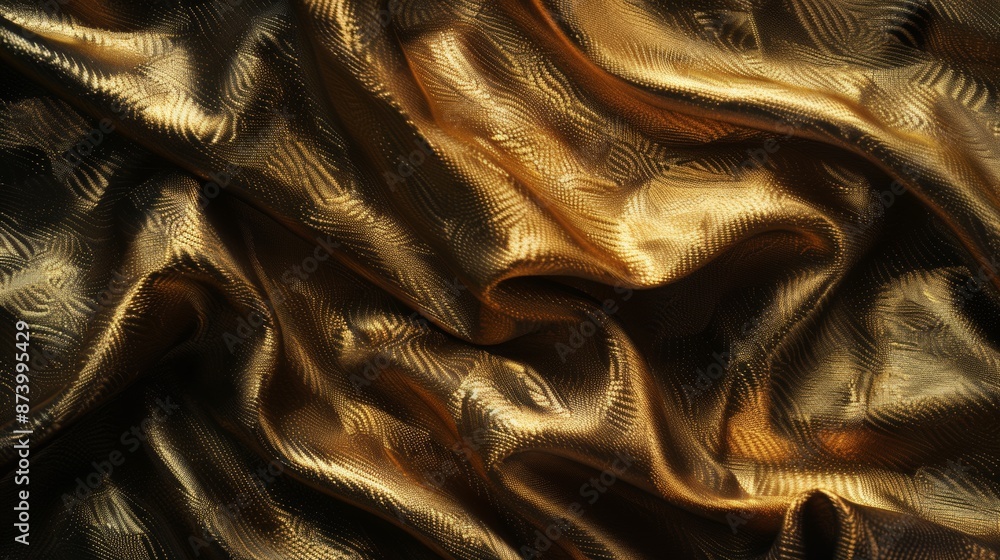 Golden fabric with luxurious texture and shimmering pattern Golden fabric with luxurious texture and shimmering pattern