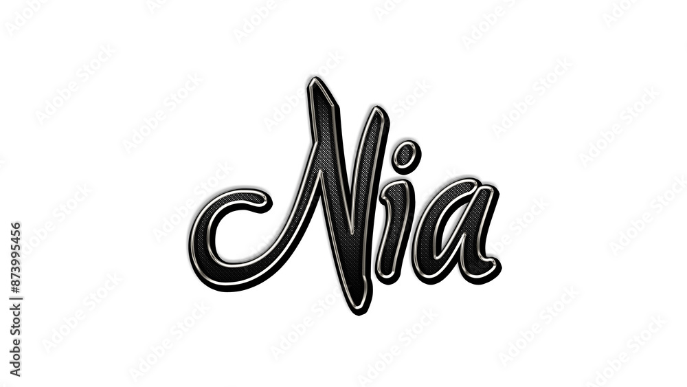 black metal 3d design of name Nia on white background. black metal 3d design of name Nia on white background.