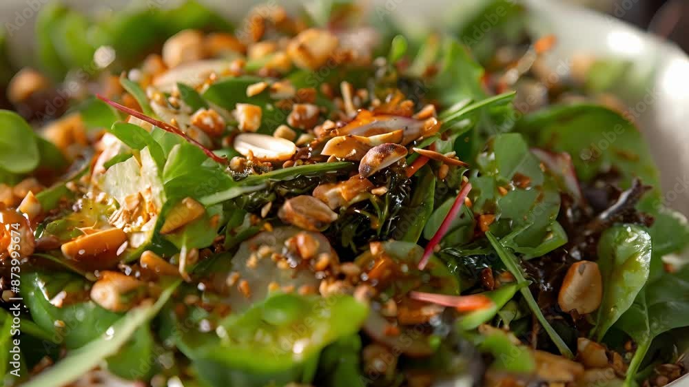 A simple yet flavorful salad of foraged beach greens tossed with a honey and seaweed dressing and topped with toasted beach nuts. A simple yet flavorful salad of foraged beach greens tossed with a honey and seaweed dressing and topped with toasted beach nuts.