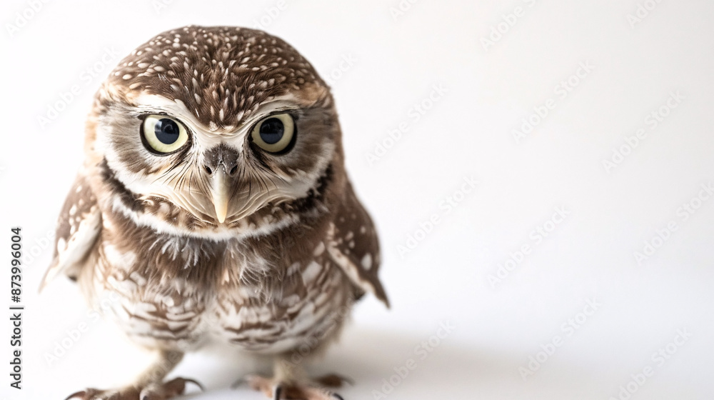 Little owl isolated on a white background. Studio shot. Animal. Little owl isolated on a white background. Studio shot. Animal.