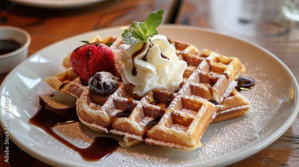 Waffles from Belgium on a dish Waffles from Belgium on a dish