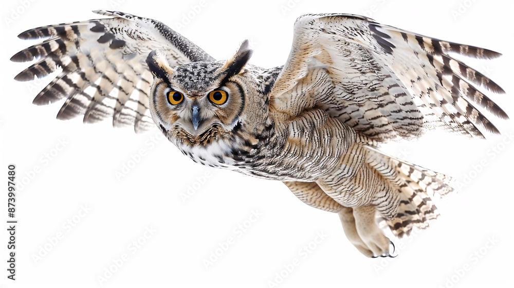 Great Horned Owl (Bubo virginianus) isolated on white background Great Horned Owl (Bubo virginianus) isolated on white background