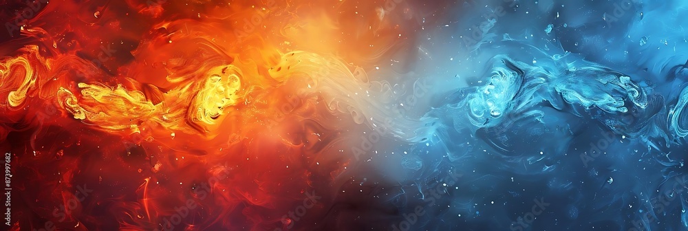 fire and ice on a blue background fire and ice on a blue background