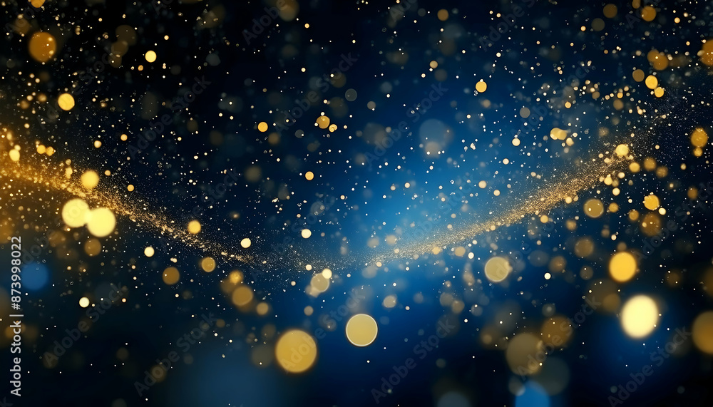 Abstract texture blue and gold bokeh lights background Blue and gold de
