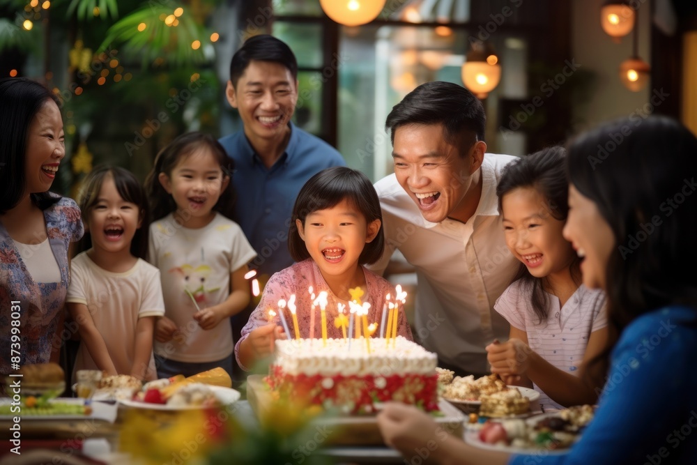 Birthday party of Vietnamese kid cake blowing dessert. Birthday party of Vietnamese kid cake blowing dessert.