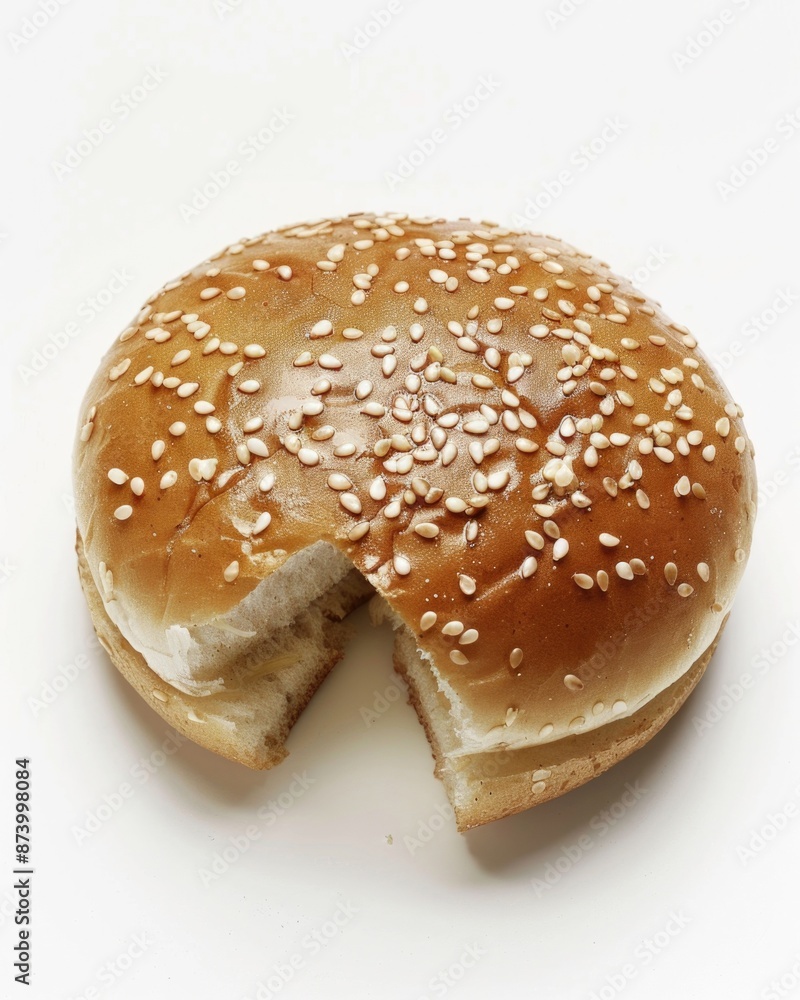 Bun: Open Burger Bun on White Background. Delicious Fast Food Concept Bun: Open Burger Bun on White Background. Delicious Fast Food Concept