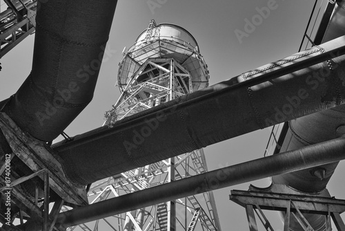industrial building in black and white