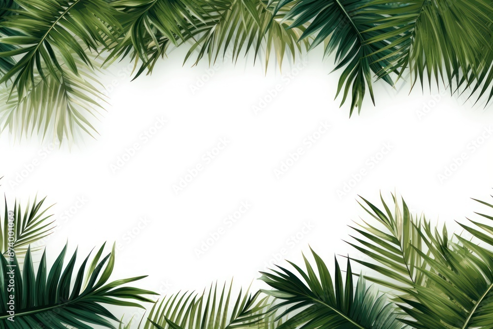 Palm leaves line horizontal border backgrounds sunlight outdoors. Palm leaves line horizontal border backgrounds sunlight outdoors.