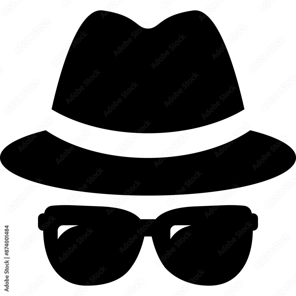 Spy, Agent, Incognito Detective icons with hat. Vector stock illustration Spy, Agent, Incognito Detective icons with hat. Vector stock illustration