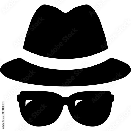 Spy, Agent, Incognito Detective icons with hat. Vector stock illustration