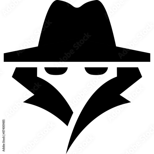Spy, Agent, Incognito Detective icons with hat. Vector stock illustration