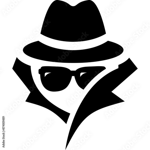 Spy, Agent, Incognito Detective icons with hat. Vector stock illustration