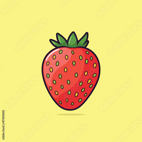 strawberry flat color vector illustration