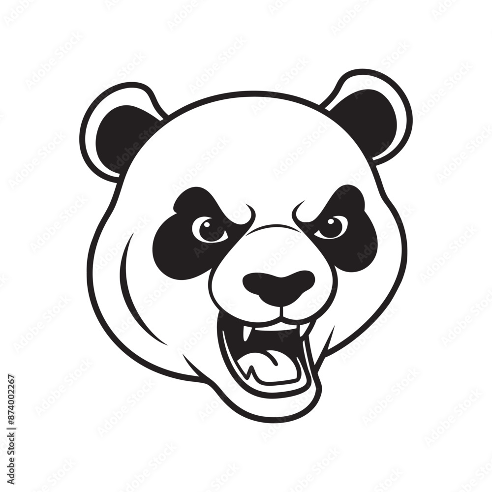Naklejka premium Fierce Panda Head Silhouette Vector Illustration.