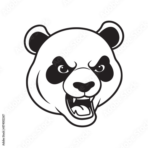 Fierce Panda Head Silhouette Vector Illustration.