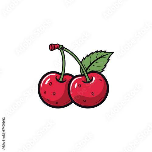 cherry vector illustration, flat color on white background