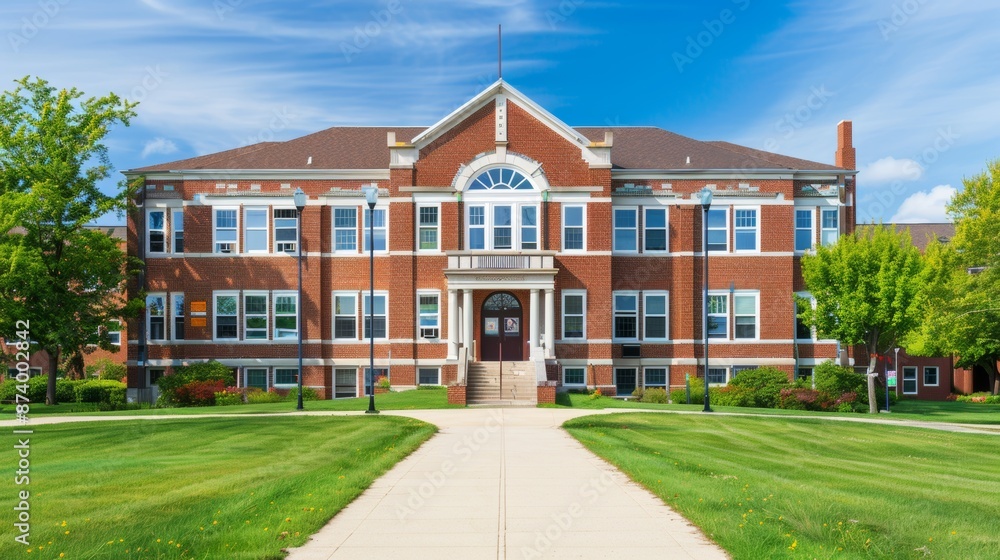 School building.View of typical American school building exterior School building.View of typical American school building exterior