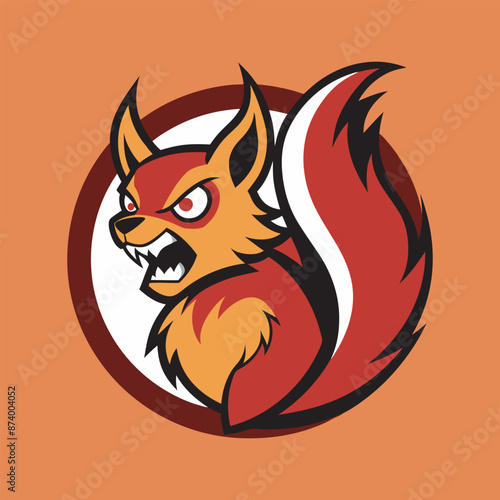 Colorful Angry Squirrel Logo Vector Illustration.